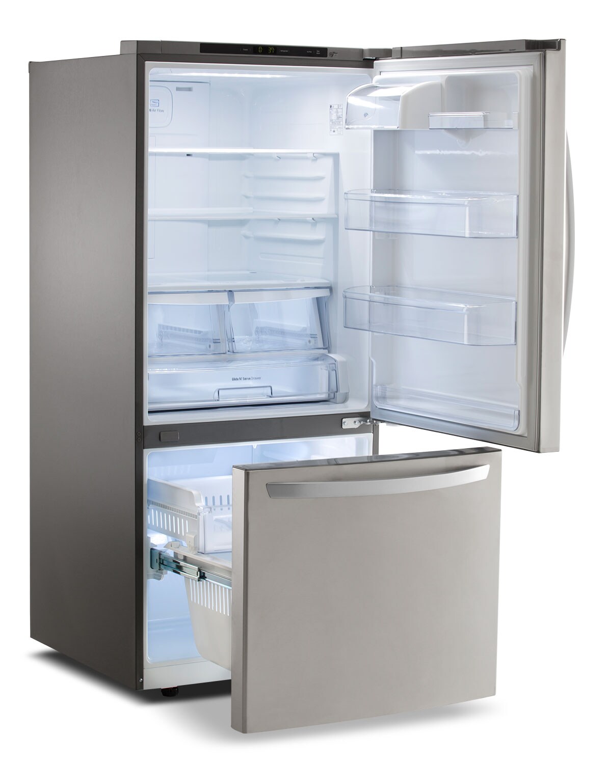 LG Appliances Stainless Steel Bottom-Freezer Refrigerator (22.1 Cu. Ft ...